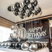 Glam Silver Birthday Balloon Decor