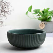 Front view of Glazed Ceramic Serving Bowl