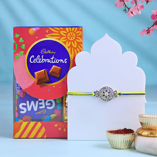 Gleaming Designer Rakhi With Chocolates