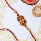 Buy Single Antique Red N Gold Stone Designer Rakhi