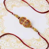 Antique Red N Gold Stone Rakhi for Brothers