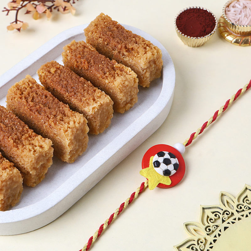 Goal Getter Football Rakhi With Milk Cake
