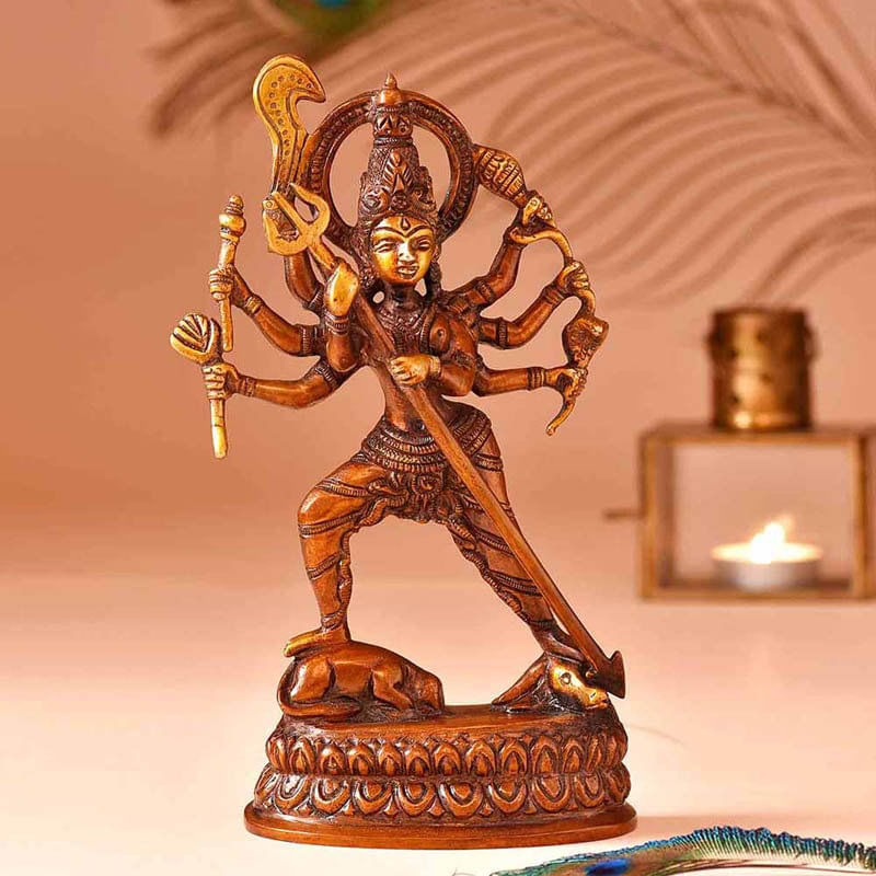 Goddess Durga Brass Idol