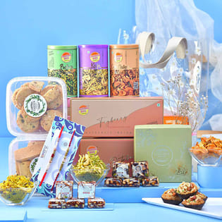 Gold Accents Rakhi Duo N Gourmet Treats Hamper