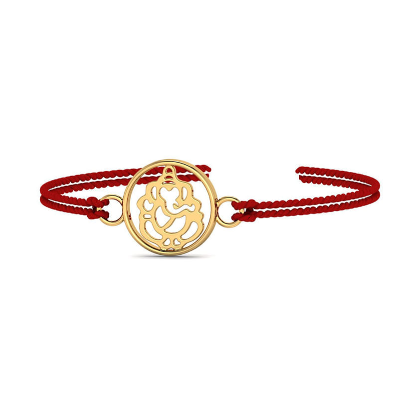 Gold Cutwork Ganesha Rakhi 18K Yellow