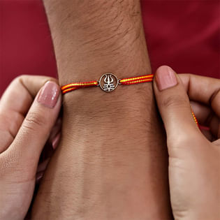 Gold Diamond Trishul-Tripundra Rakhi 18K Yellow