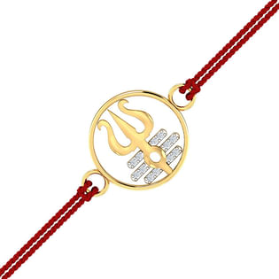 Gold Diamond Trishul-Tripundra Rakhi 18K Yellow