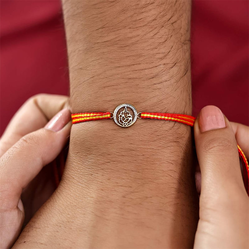 Gold Ganesha Diamond Rakhi 18K Yellow