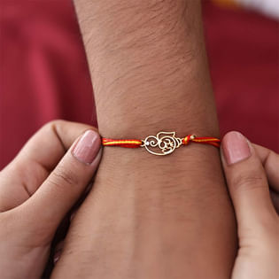 Gold Om Ganpati Rakhi Pendant 18K Yellow