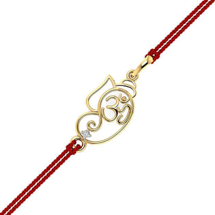 Gold Om Ganpati Rakhi Pendant 18K Yellow