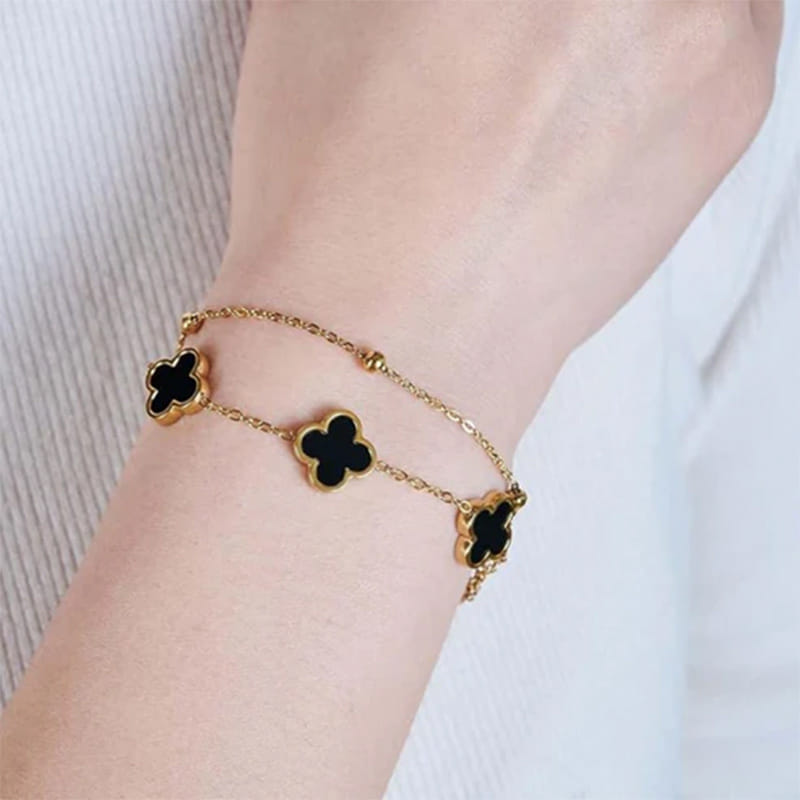 Gold Plated Black Clover Love Bracelet