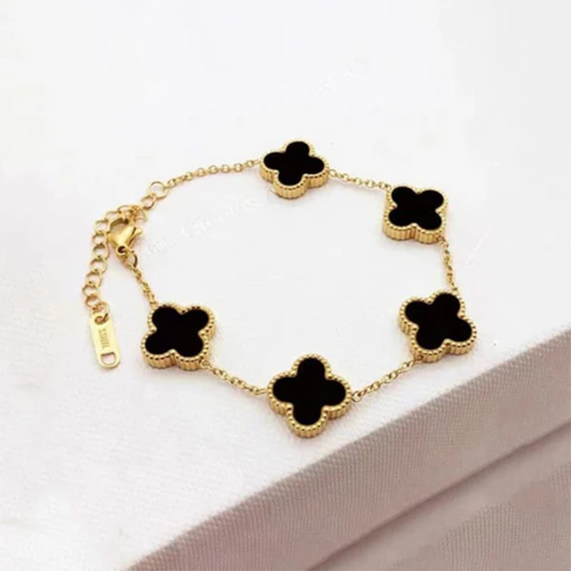 Gold Plated Black Clover Love Bracelet