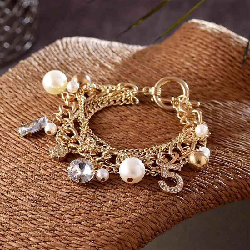 Gold Plated Multi Layered Chain Bracelet: Jewellary Gifts for Friends