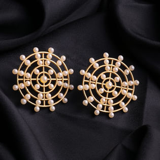 Gold Polished Pearl Studs gifts