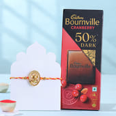 Gold Toned Ganesha Rakhi With Bournville Chocolate