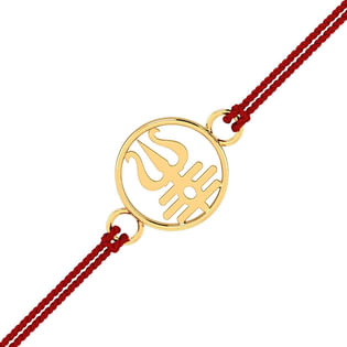Gold Trishul Tripundra Rakhi 18K Yellow