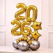 Golden 2026 New Year Foil Balloon Arrangement