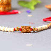 Golden Beads Rakhi - One Designer Rakhi and Complimentary Roli and Chawal