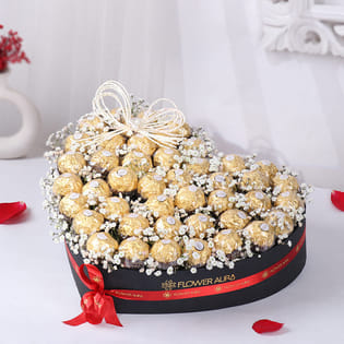 Golden Bliss Chocolate Heart Box