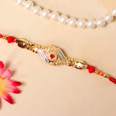 Golden Bracelet Rakhi - One Golden Rakhi with Roli Chawal
