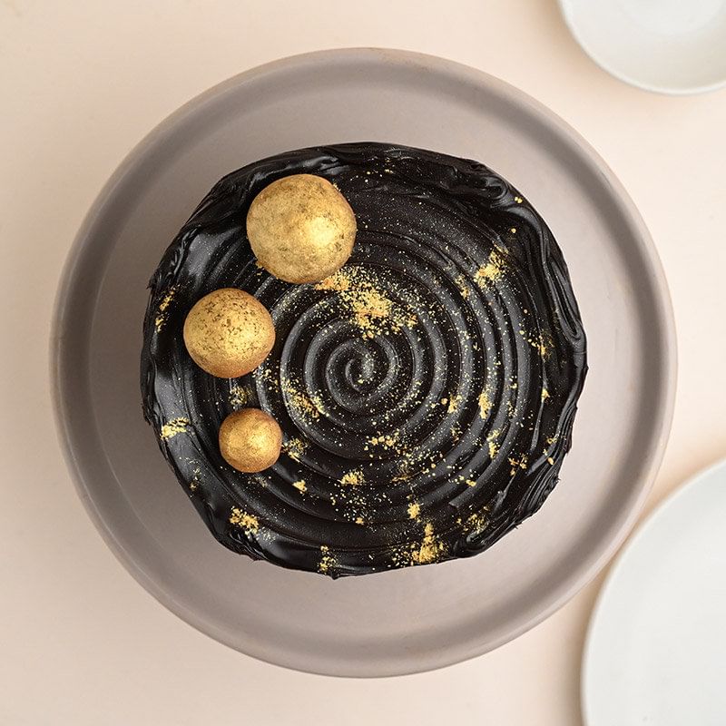 Top View Golden Choco Balls Birthday Cake 