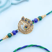 Golden Designer Peacock Rakhi