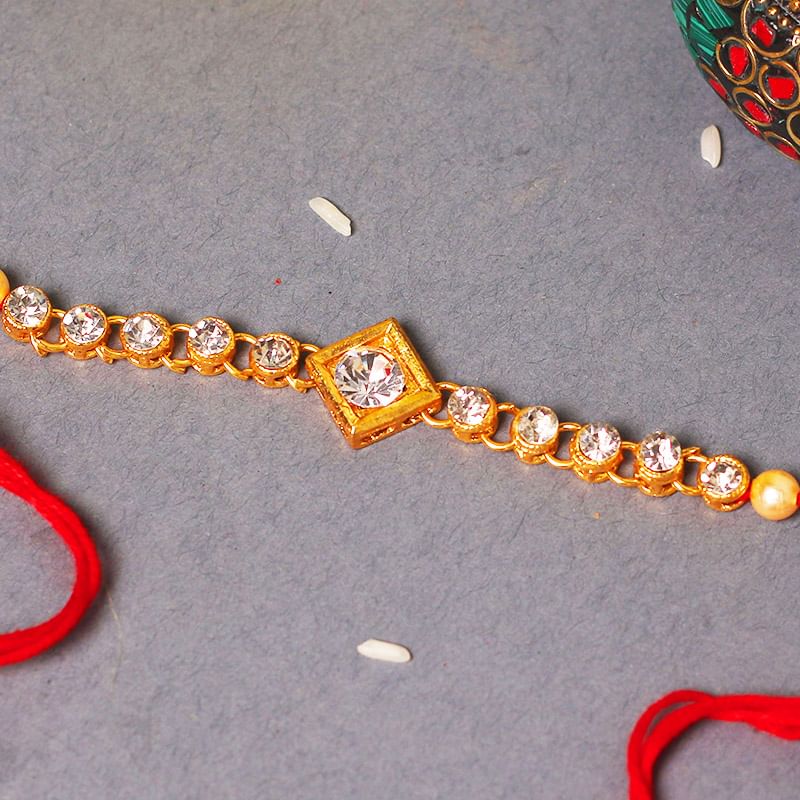 Golden Diamond Rakhi - One Diamond Rakhi