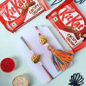 Golden Ganesha Bhaiya Bhabhi Rakhis With Kitkat Chocolates