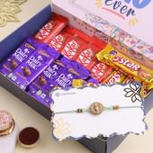 Golden Ganesha Rakhi N Chocolates Combo