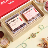 Golden Ganesha Rakhi N Gourmet Dragees Combo