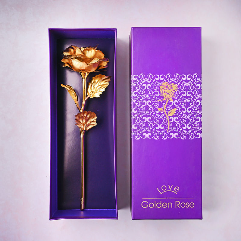 Golden Rose with a Card for Love