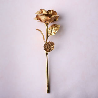 Golden Rose with a Card for Love