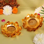 Golden Lotus Petals Diya Set