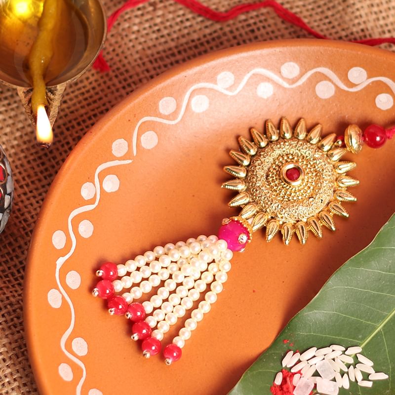 Golden Lumba Rakhi for Bhabhi