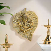 Buy Golden Metallic Ganesha Wall Hanging