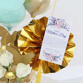 Lateral view of Golden Mothers Day Balloon Box