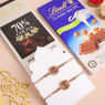 Golden N Purple Floral Rakhi Duo With Lindt Bars