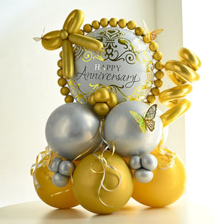 Golden N Silver Anniversary Balloon Arrangement