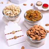 Golden Om N Ganesha Rakhis With Dry Fruits