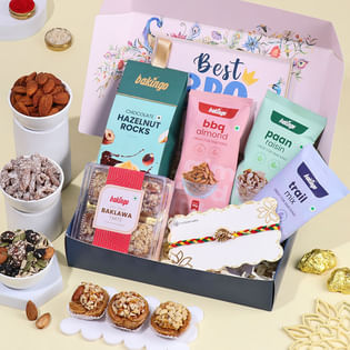 Golden Om Rakhi With Sweet N Savoury Treats-Overseas