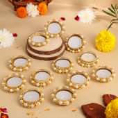 Golden Pearl Votive Diya Set Of Twelve
