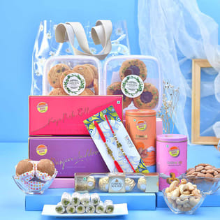 Golden Rakhi Duo N Indulgence Hamper