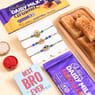 Golden Regal Rakhi Trio With Sweets N Choco Bars