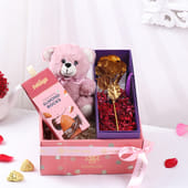 Golden Rose N Sweet Teddy Hamper