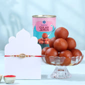 Golden Spiral Rakhi With Gulab Jamun