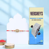 Golden Stone Rakhi With Hershey Choco Bar