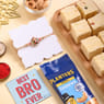 Golden Stone Rakhi With Soan Papdi N Cashews