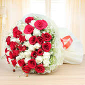 Gorgeous Blooms - Bunch of 25 red and 25 white roses