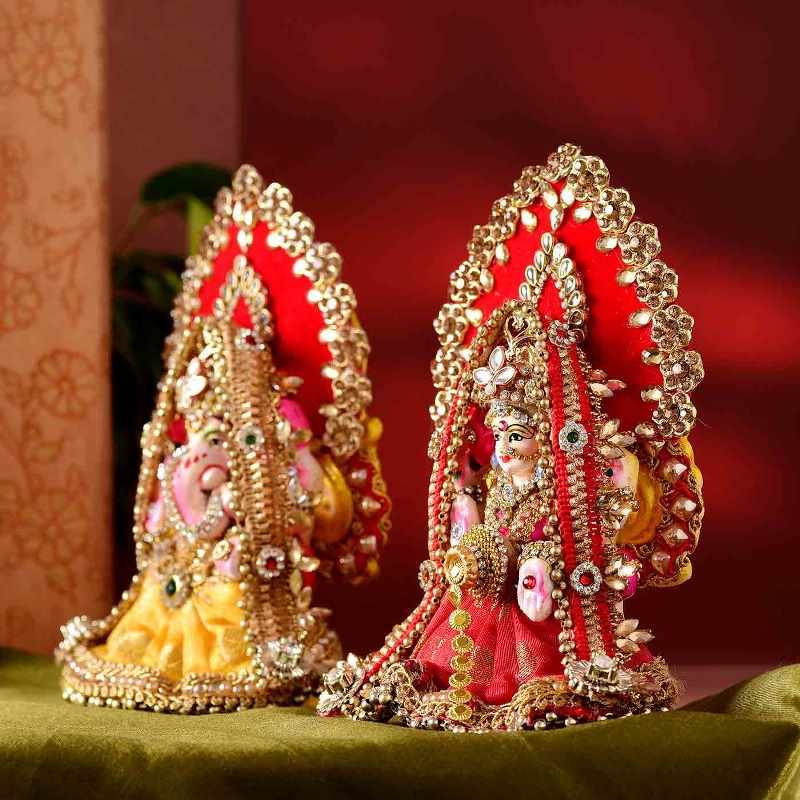 Gorgeous Terracotta Laxmi Ganesh Idol