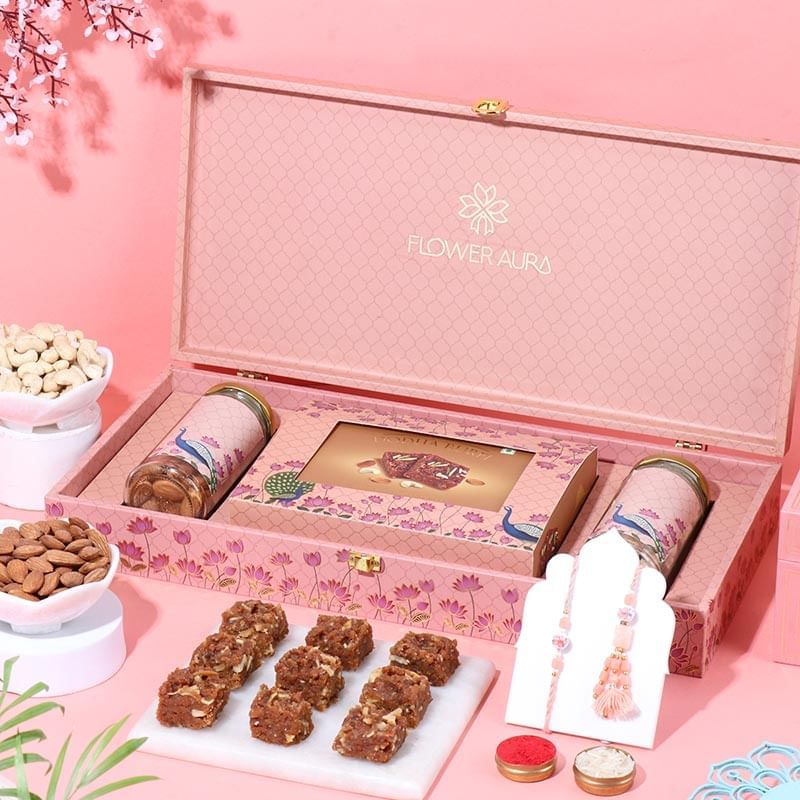 Graceful Bhai Bhabhi Rakhi N Gourmet Treats Hamper